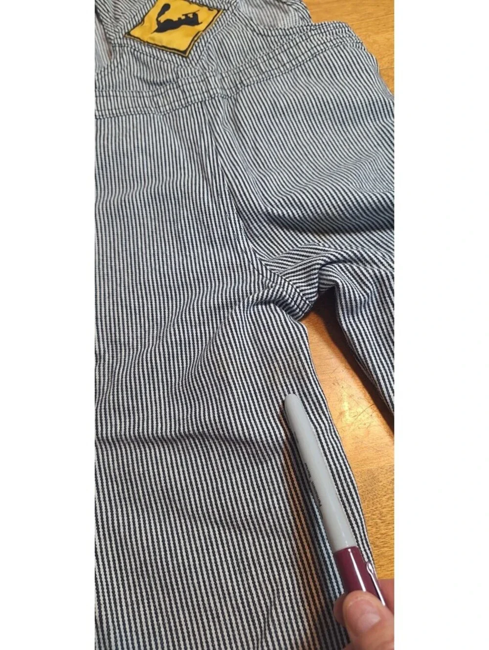 VTG Gymboree Blue/White Pinstriped Train Conductor Overalls Sz 18-24 Months Boys